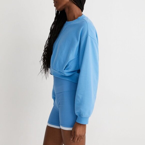 Madewell Terry Sweatshirt Cropped Oversized Blue - Picture 3 of 14